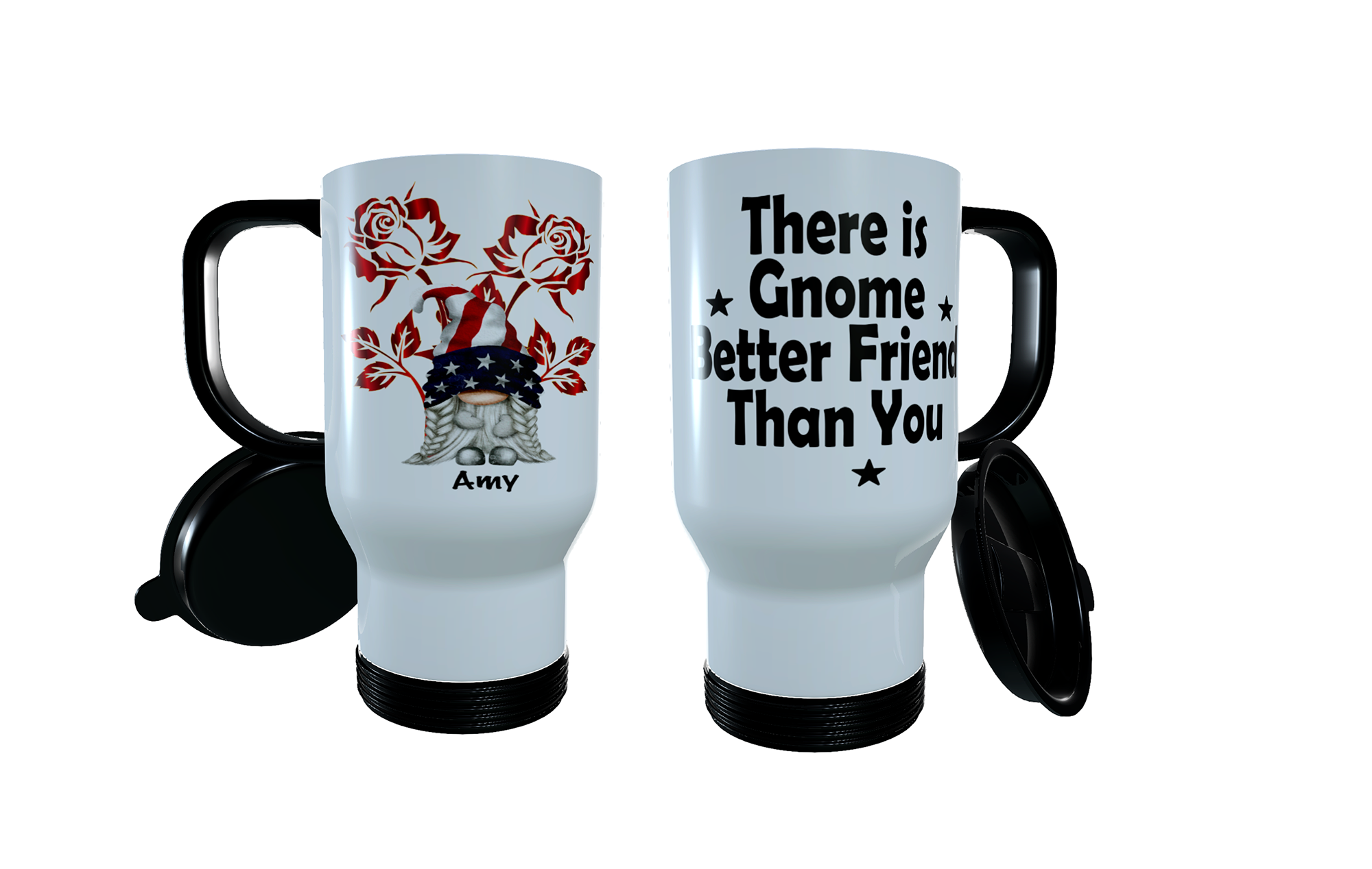 Patriotic Gnome Travel Mug, American Gnome, USA Coffee Mug - Click Image to Close